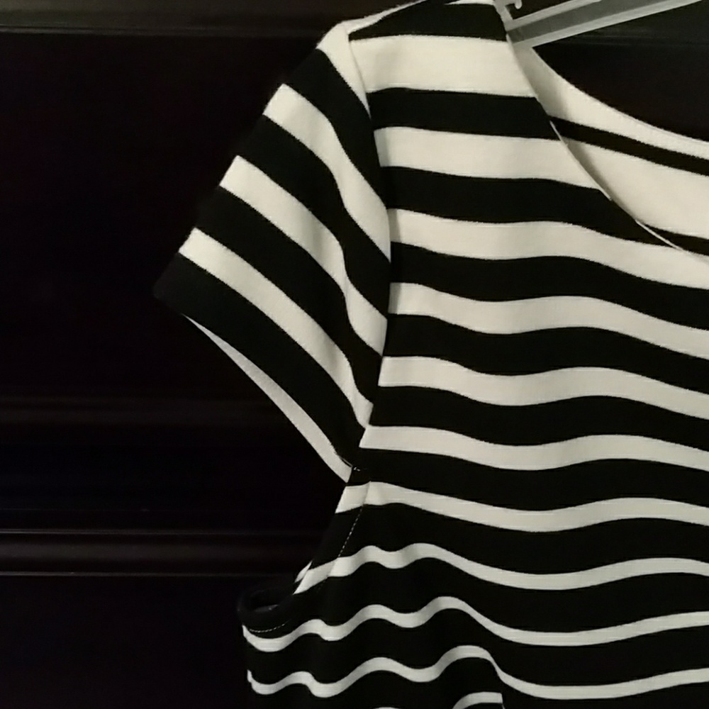 Loft black and cream striped dress - Picture 2 of 3